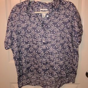 Rachel Zoe Purple Flower Linen Shirt